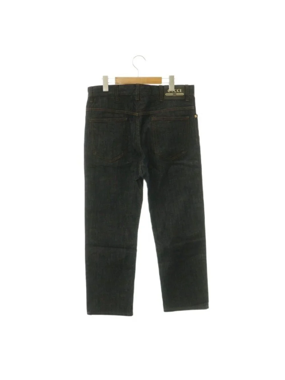 Gucci Logo Patch Straight Denim Pants Jeans 32 Navy